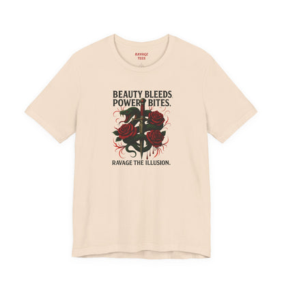 "Beauty Bleeds" Tee: Dark Aesthetic Unisex Graphic T-Shirt
