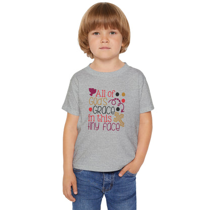 Toddler T-Shirt — "All of God's Grace in This Tiny Face" Cute Faith Baby Tee