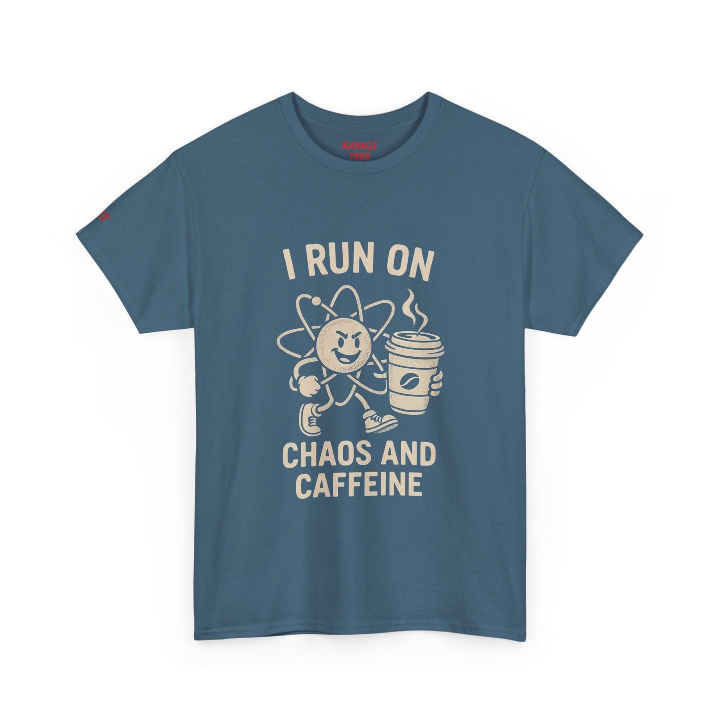 Coffee Lover's Unisex Tee - I Run on Chaos and Caffeine, Funny T-Shirt, Gift for Coffee Enthusiasts, Casual Wear, Relaxed Fit