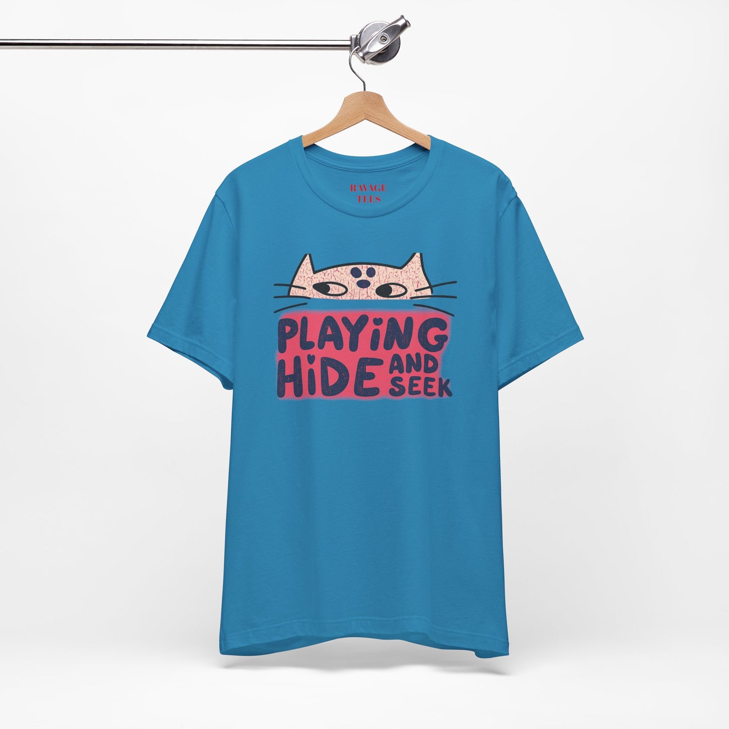 Playing Hide and Seek Cat T-Shirt — Cute Graphic Tee for Cat Lovers