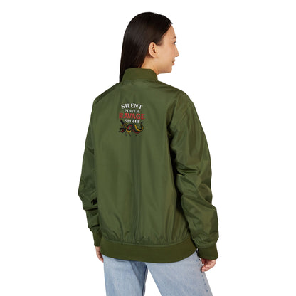 RAVAGE Embroidered Bomber: Eco-Friendly Unisex Streetwear Gift