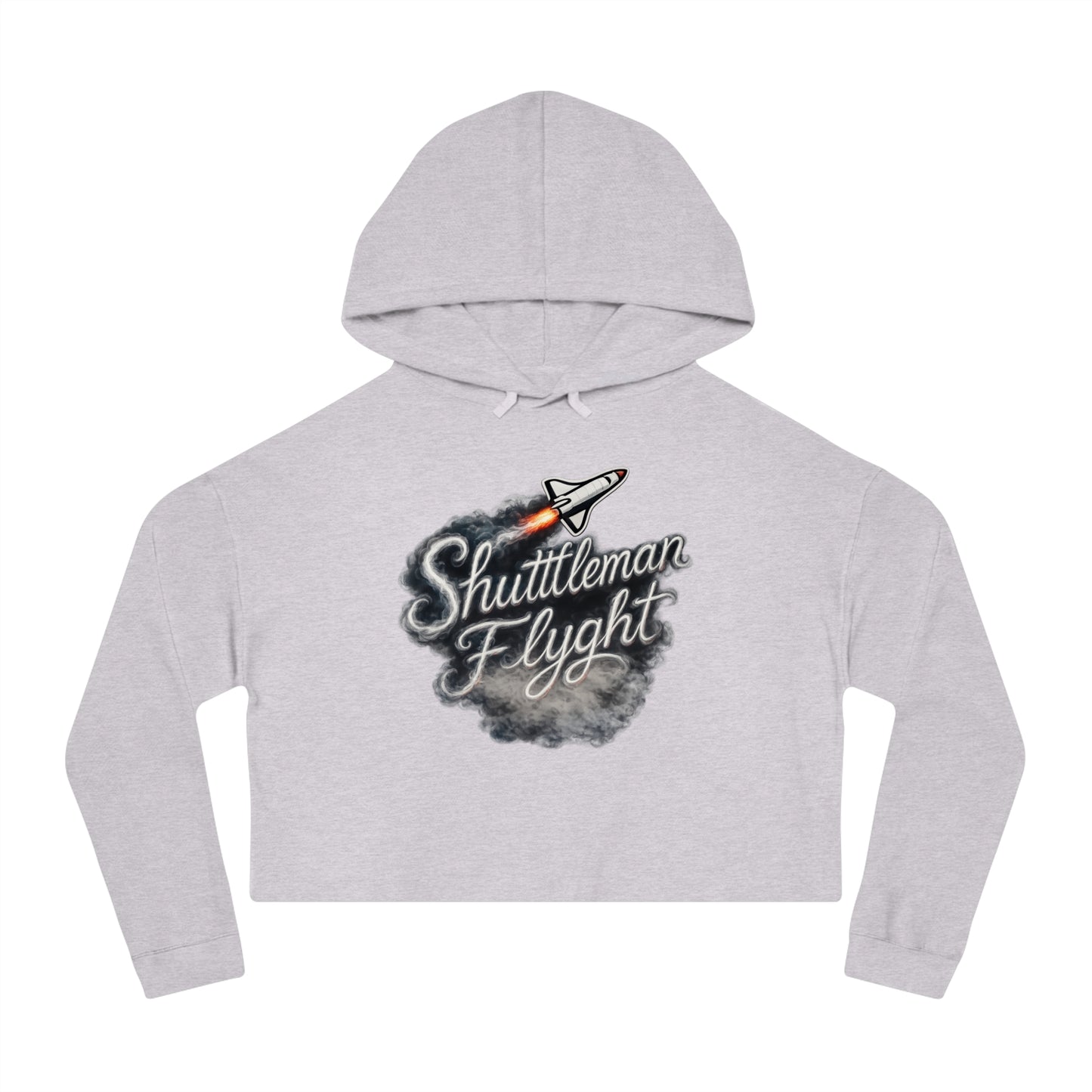 Cropped Hoodie - "Shuttleman Flight" Rocket Graphic