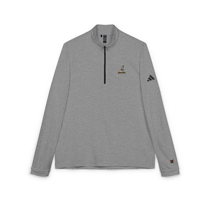 Embroidered Quarter‑Zip Pullover — White adidas® Performance Top