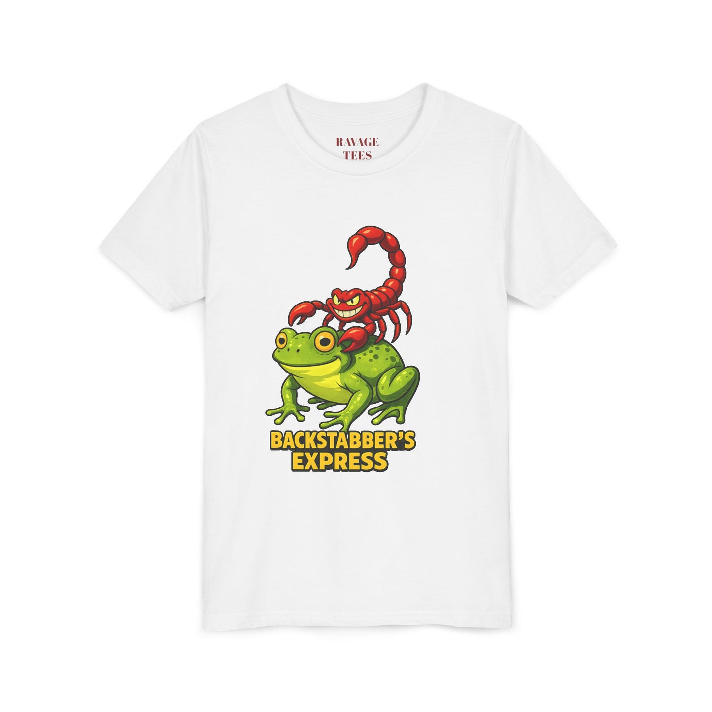 Youth Tee - "Backstabber's Express" Frog & Scorpion Graphic