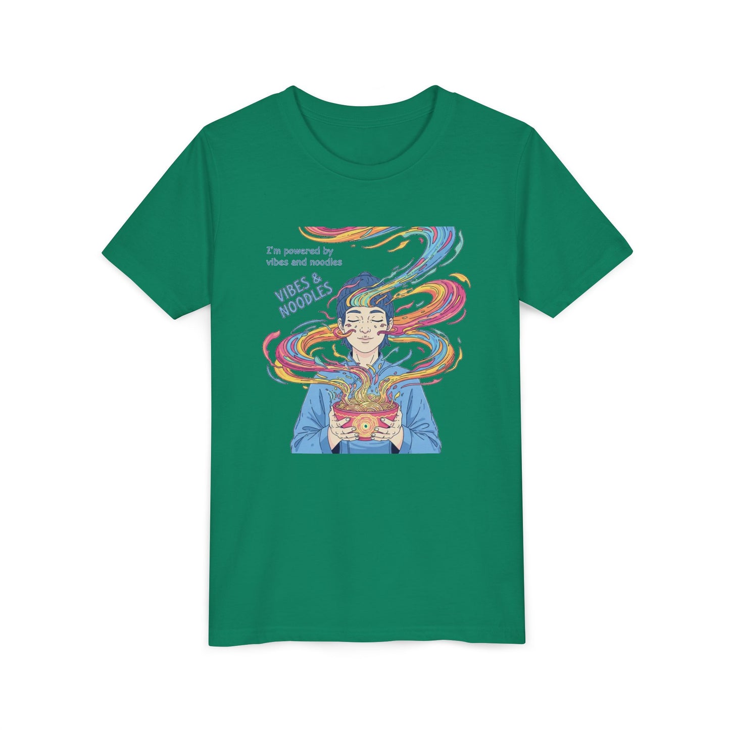 Vibes & Noodles Youth Tee, Cute Kid's T-Shirt, Fun Graphic Tee, Colorful Short Sleeve Shirt, Gift for Kids, Summer Outfit