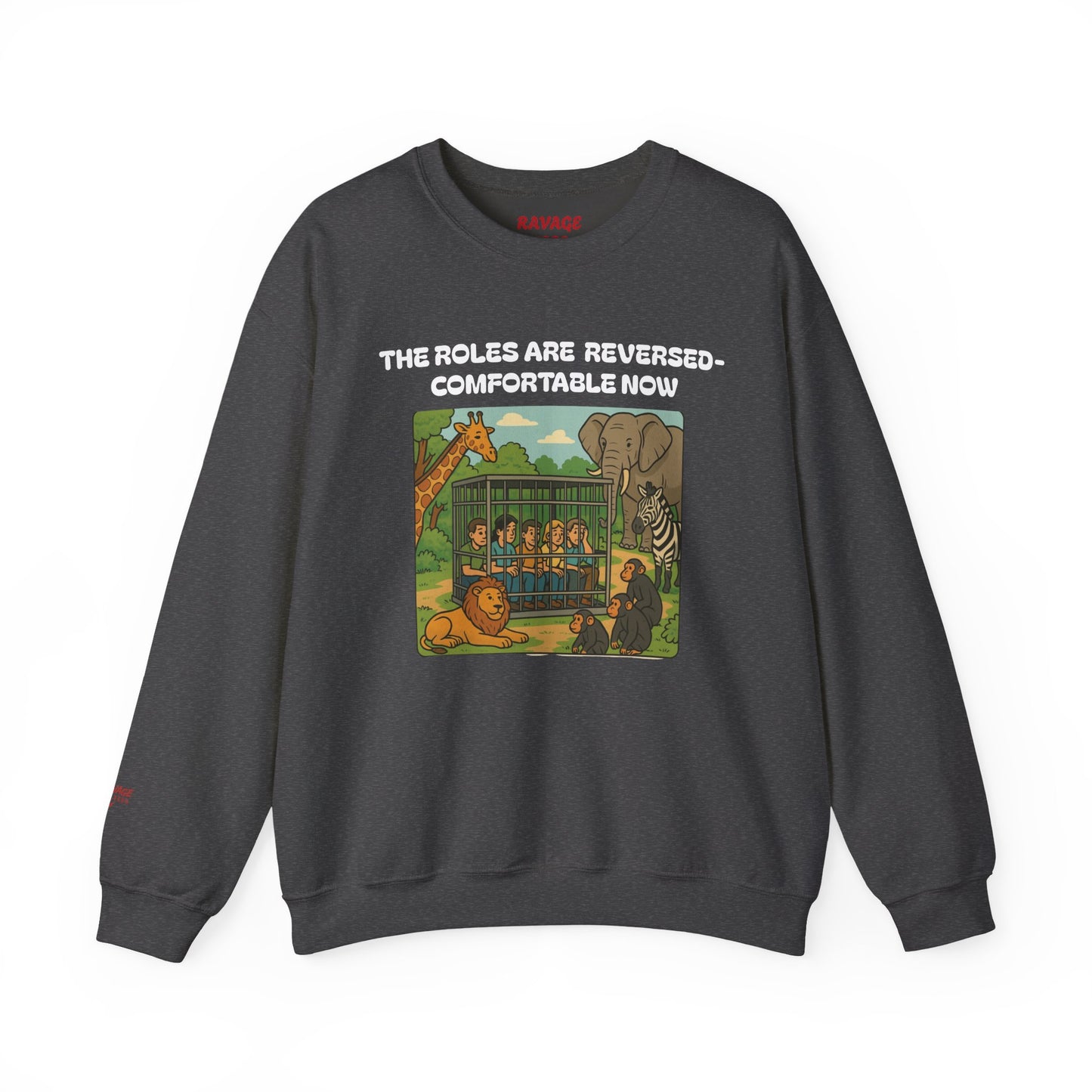 Reversal of Roles-Fun Animal Crewneck Sweatshirt, Unisex Sweatshirt