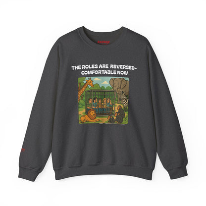 Reversal of Roles-Fun Animal Crewneck Sweatshirt, Unisex Sweatshirt