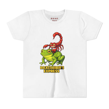 Youth Tee - "Backstabber's Express" Frog & Scorpion Graphic