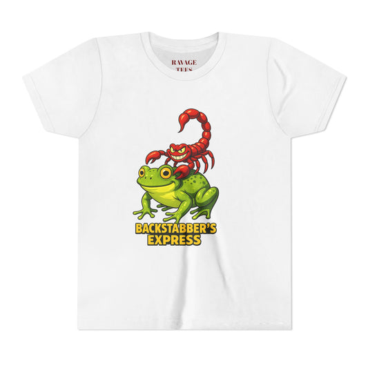 Youth Tee - "Backstabber's Express" Frog & Scorpion Graphic