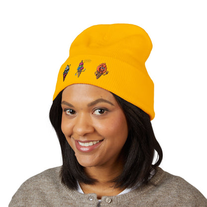 Ice Cream Cuffed Beanie with Fun Embroidery