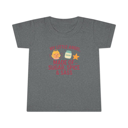 Toddler T-Shirt - My Little Angel - Made of Sugar, Spice & Sass - Cute Gift for Birthday, Baby Shower, Toddler Playdates, Everyday Wear