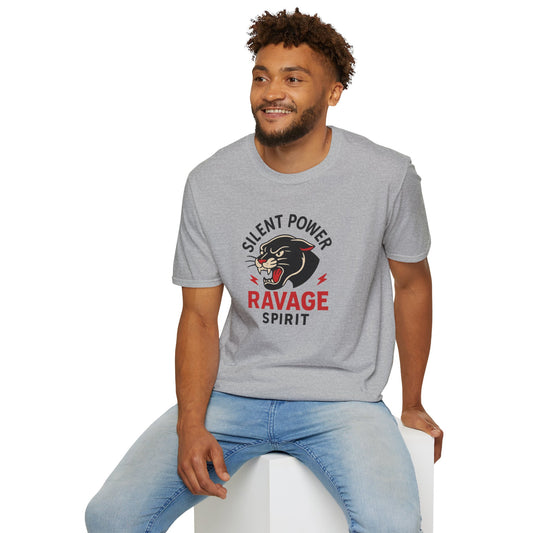 SILENT POWER RAVAGE SPIRIT Tee | Unisex Softstyle Graphic T-Shirt, Fierce Streetwear, Casual Wear, Bold Gift for Him/Her
