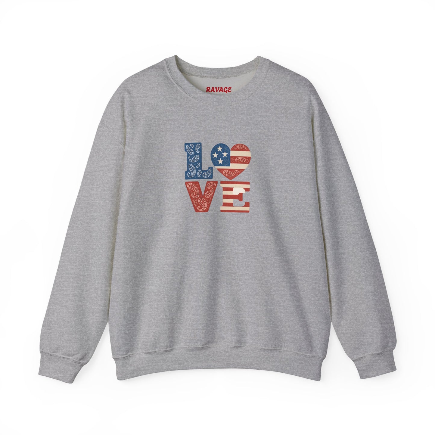 Patriotic Love Sweatshirt | Unisex Crewneck, Cozy Top for Celebrations, Gifts, Independence Day, Casual Style, Everyday Comfort