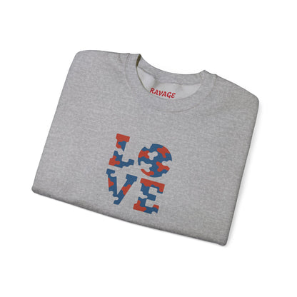 Patriotic Love Sweatshirt | Unisex Crewneck, Cozy Top for Celebrations, Gifts, Independence Day, Casual Style, Everyday Comfort