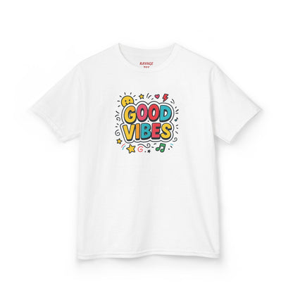 Kids Good Vibes T-Shirt – Fun Graphic Tee with Positive Message, Cool Summer Outfit, Birthday Gift for Children