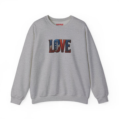 Patriotic Love Sweatshirt | Unisex Crewneck, Cozy Top for Celebrations, Gifts, Independence Day, Casual Style, Everyday Comfort