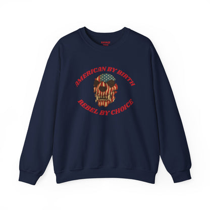 Rebel By Choice Sweatshirt, Vintage Skull Crewneck, American Pride Pullover, Gift for Biker Enthusiasts, Edgy Streetwear Fashion