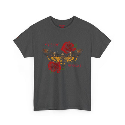 Your Body Your Choice Tee with Butterfly & Rose Design