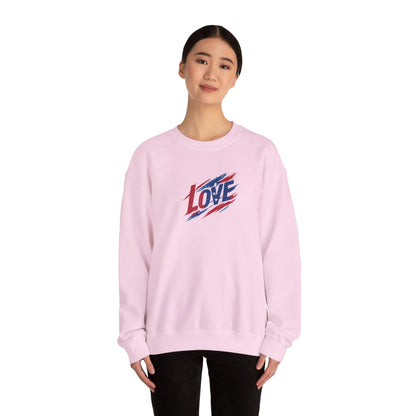Patriotic Love Sweatshirt | Unisex Crewneck, Cozy Top for Celebrations, Gifts, Independence Day, Casual Style, Everyday Comfort