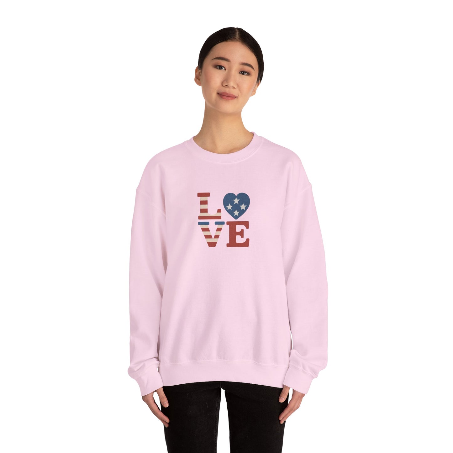 Patriotic Love Sweatshirt | Unisex Crewneck, Cozy Top for Celebrations, Gifts, Independence Day, Casual Style, Everyday Comfort