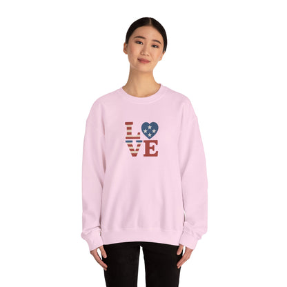 Patriotic Love Sweatshirt | Unisex Crewneck, Cozy Top for Celebrations, Gifts, Independence Day, Casual Style, Everyday Comfort