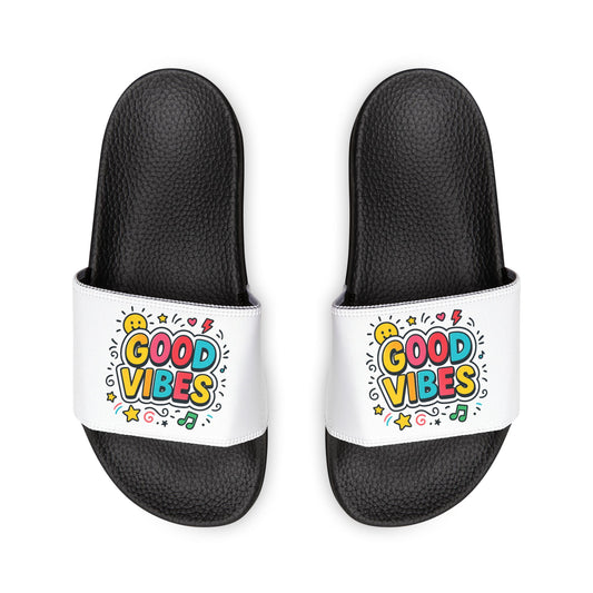 "Good Vibes" Removable-Strap Slide Sandals