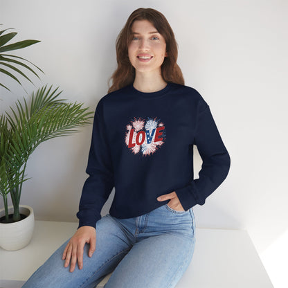 Patriotic Love Sweatshirt | Unisex Crewneck, Cozy Top for Celebrations, Gifts, Independence Day, Casual Style, Everyday Comfort