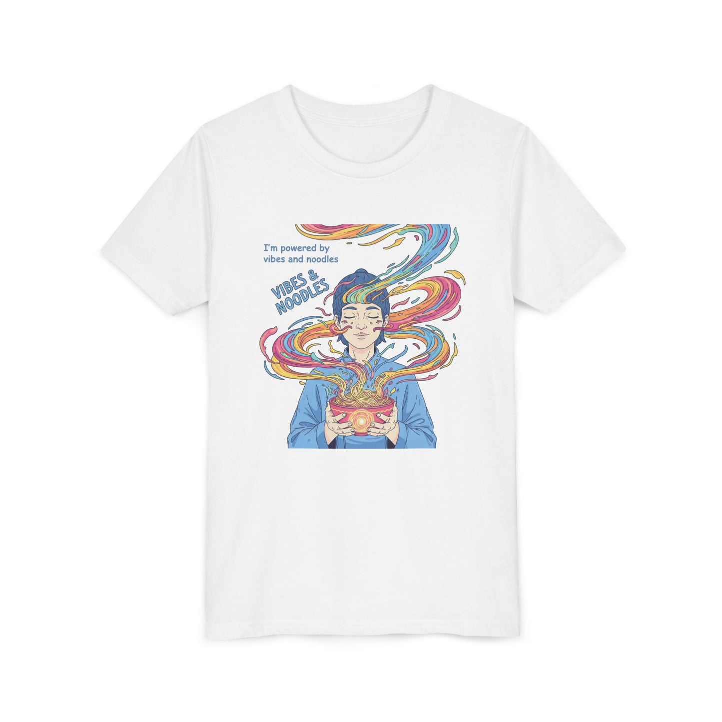 Vibes & Noodles Youth Tee, Cute Kid's T-Shirt, Fun Graphic Tee, Colorful Short Sleeve Shirt, Gift for Kids, Summer Outfit