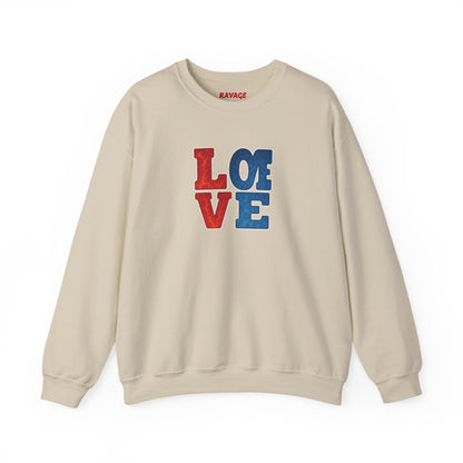 Patriotic Love Sweatshirt | Unisex Crewneck, Cozy Top for Celebrations, Gifts, Independence Day, Casual Style, Everyday Comfort
