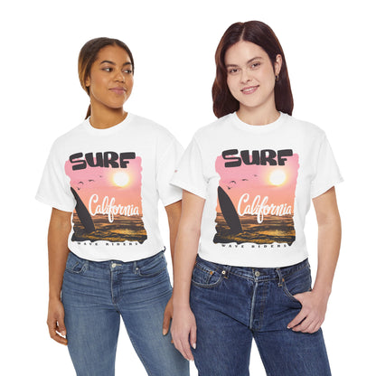 Surf California Suns Unisex Heavy Cotton Teet T-Shirt | Wave Riders Graphic Tee | Ravage Tees Beach & Surf Collection