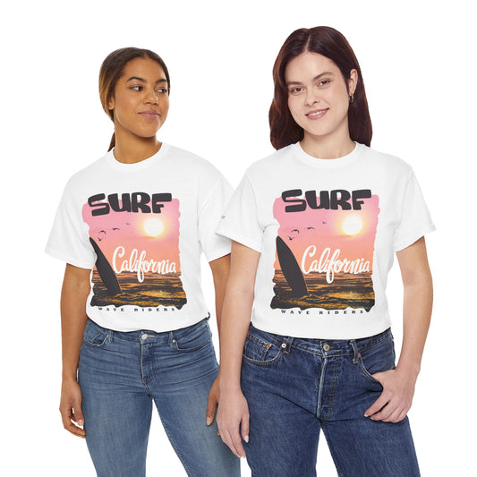 Surf California Suns Unisex Heavy Cotton Teet T-Shirt | Wave Riders Graphic Tee | Ravage Tees Beach & Surf Collection