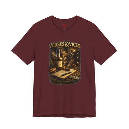 Verses & Vices Tee — Vintage Whiskey & Notebook Graphic T-Shirt