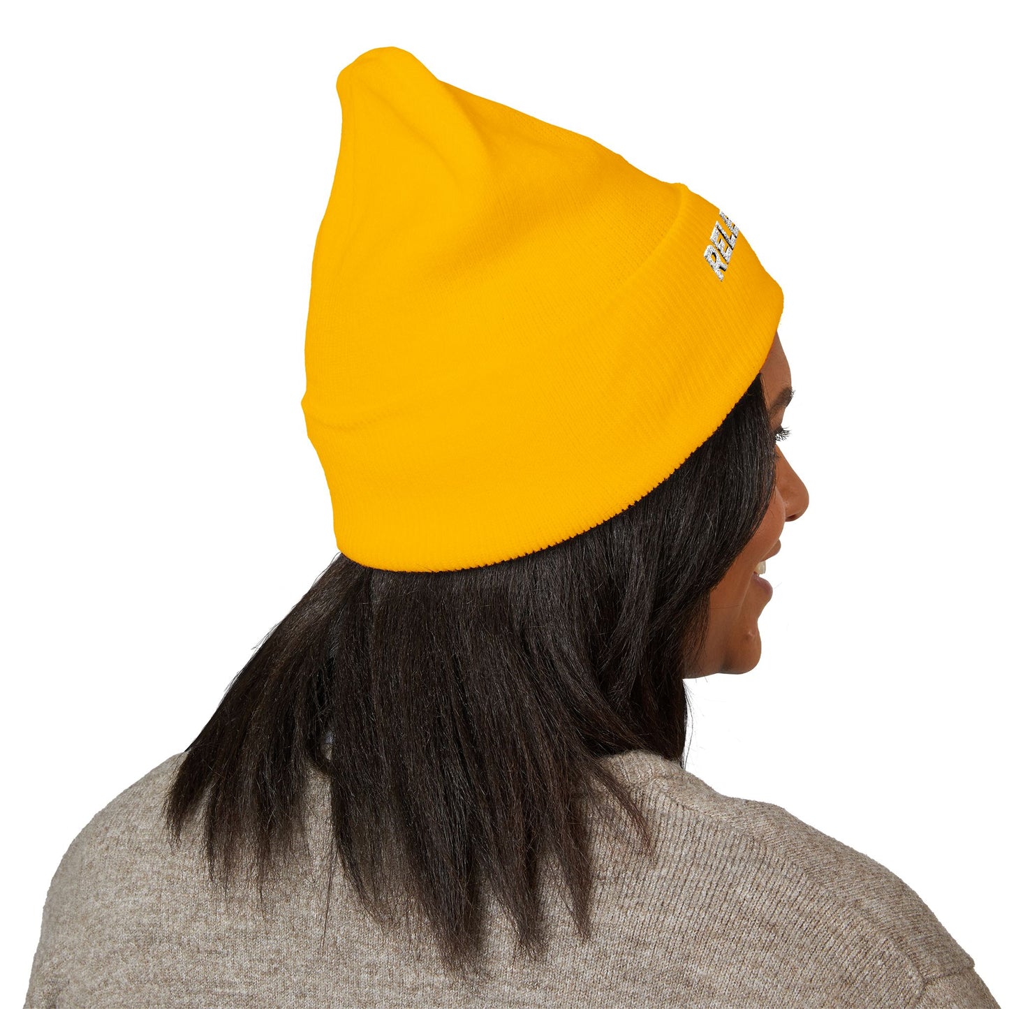 Relentless Embroidered Cuffed Beanie — Bold Motivational Knit Hat