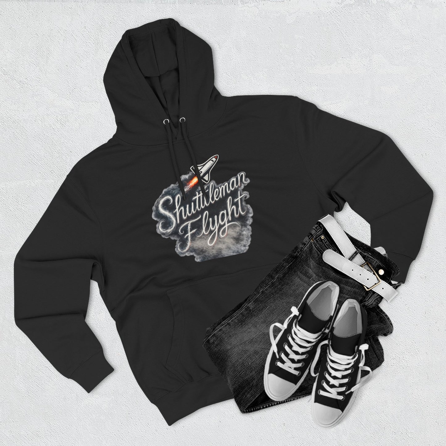 Shuttleman Flight Hoodie — Retro Rocket Pilot Graphic Hoodie