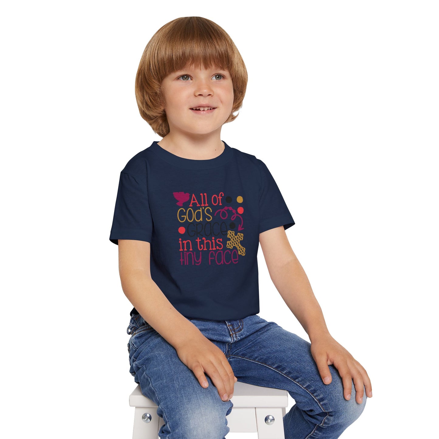 Toddler T-Shirt — "All of God's Grace in This Tiny Face" Cute Faith Baby Tee