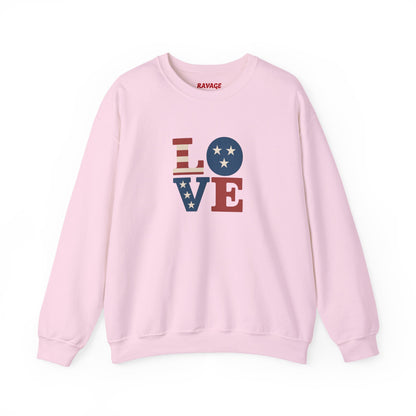 Patriotic Love Sweatshirt | Unisex Crewneck, Cozy Top for Celebrations, Gifts, Independence Day, Casual Style, Everyday Comfort