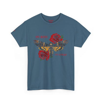 Your Body Your Choice Unisex Heavy Cotton Tee with Butterfly & Rose Design, Empowering Statement Tee