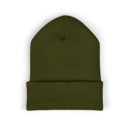 Fearless Embroidered Cuffed Beanie — Bold Black Knit Hat