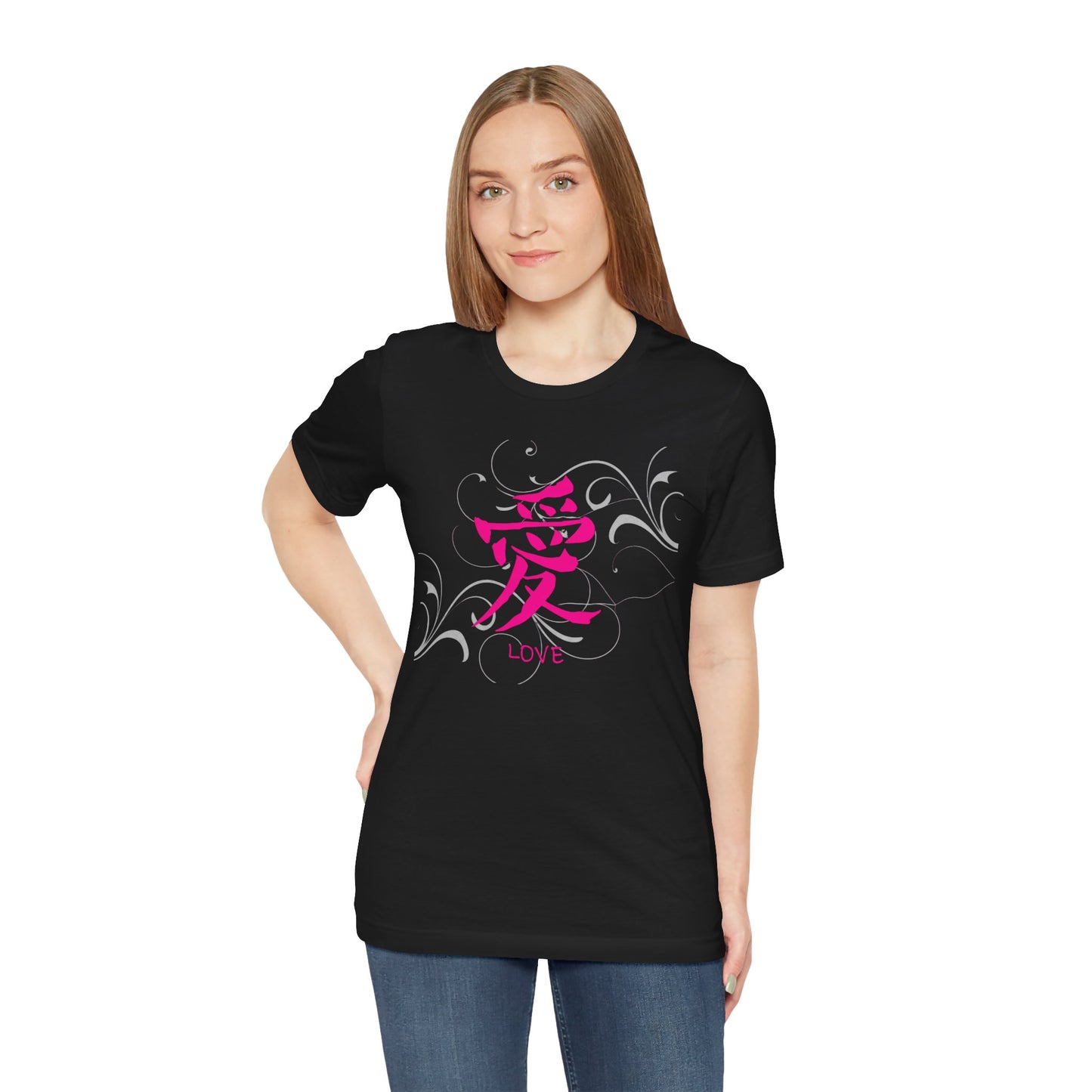 Love Kanji — Pink Asian Calligraphy Tee