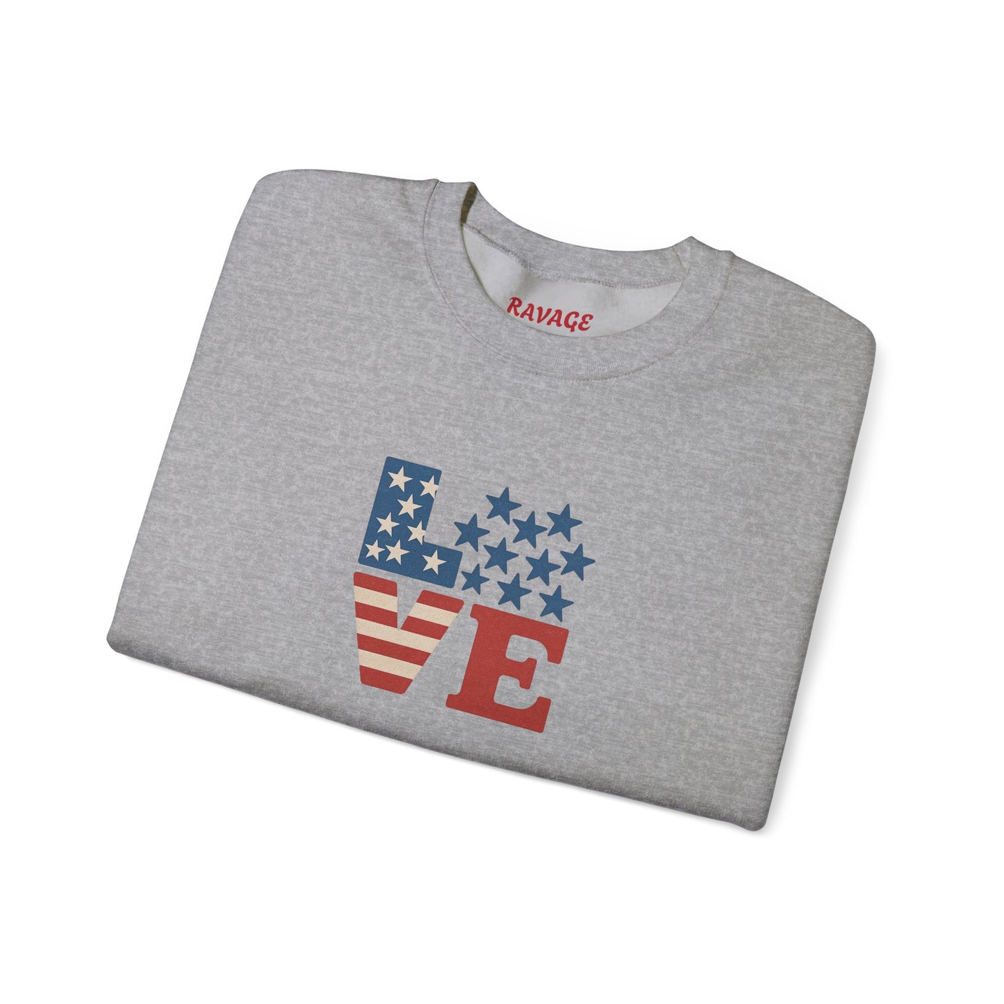 Patriotic Love Sweatshirt | Unisex Crewneck, Cozy Top for Celebrations, Gifts, Independence Day, Casual Style, Everyday Comfort