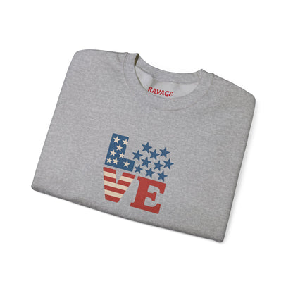 Patriotic Love Sweatshirt | Unisex Crewneck, Cozy Top for Celebrations, Gifts, Independence Day, Casual Style, Everyday Comfort