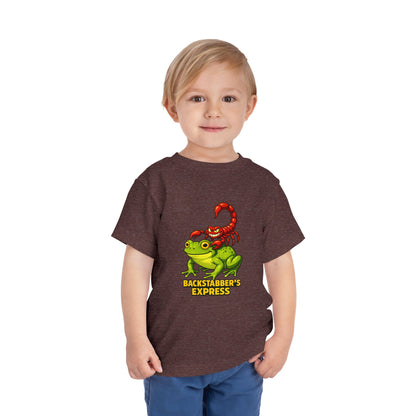 Toddler Tee — 'Backstabber's Express' Scorpion & Frog Funny Kids Shirt