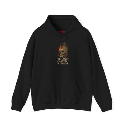ELEGEANCE CARVED IN CHAOS Graphic Hoodie – Unisex Pullover Sweatshirt for Nature Lovers | Cozy Streetwear for Spring, Casual Wear & Eco-Friendly Gifts