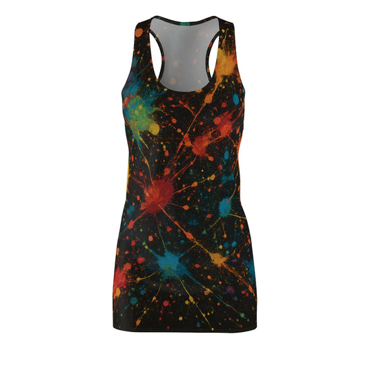 Art of Impact Colorful Abstract Racerback Dress - Summer Party, Beachwear, Festival Outfit, Casual Wear, Vibrant Fashion