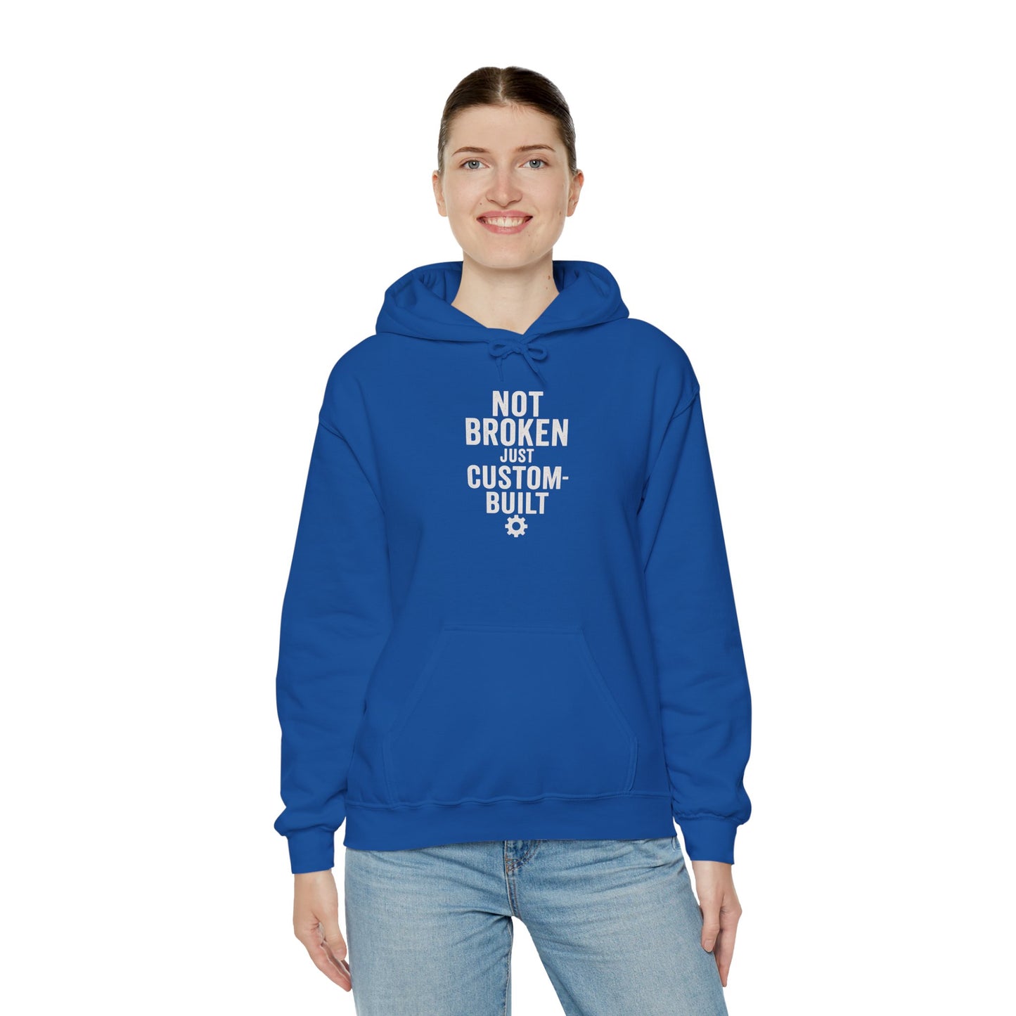 Not Broken Just Custom-Built | Unisex Graphic Hoodie – Garage Edition