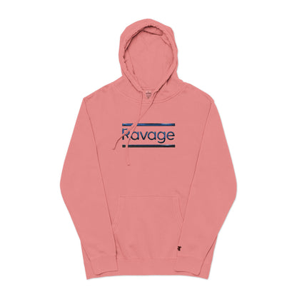 Embroided Ravage Distressed Logo Pigment-Dyed Hoodie — Black Vintage Wash