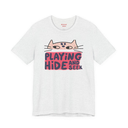 Playing Hide and Seek Cat T-Shirt — Cute Graphic Tee for Cat Lovers
