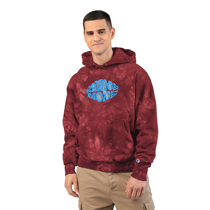 RAVAGE MODE Tie-Dye Embroidered Hoodie – Blue Lip Design