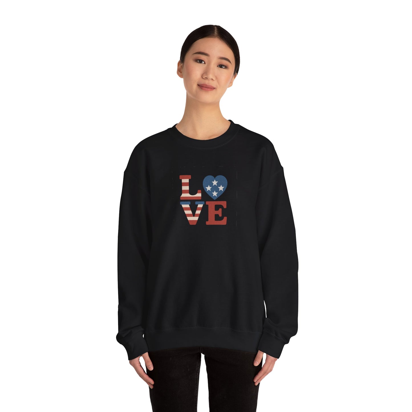 Patriotic Love Sweatshirt | Unisex Crewneck, Cozy Top for Celebrations, Gifts, Independence Day, Casual Style, Everyday Comfort