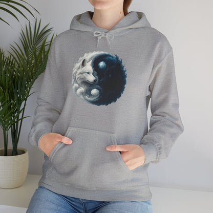 Yin Yang Wolf Sweatshirt: Spiritual Harmony Wildlife Pullover